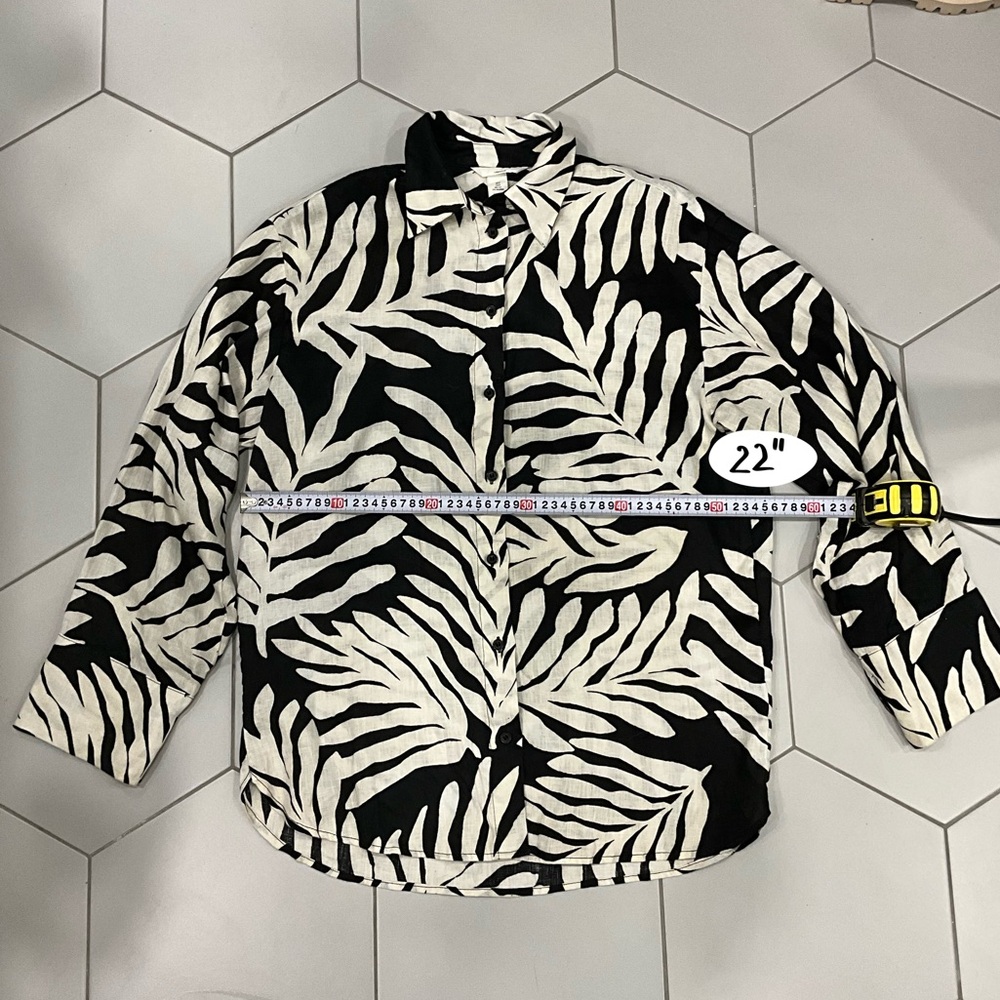 HM print shirt linen blend
